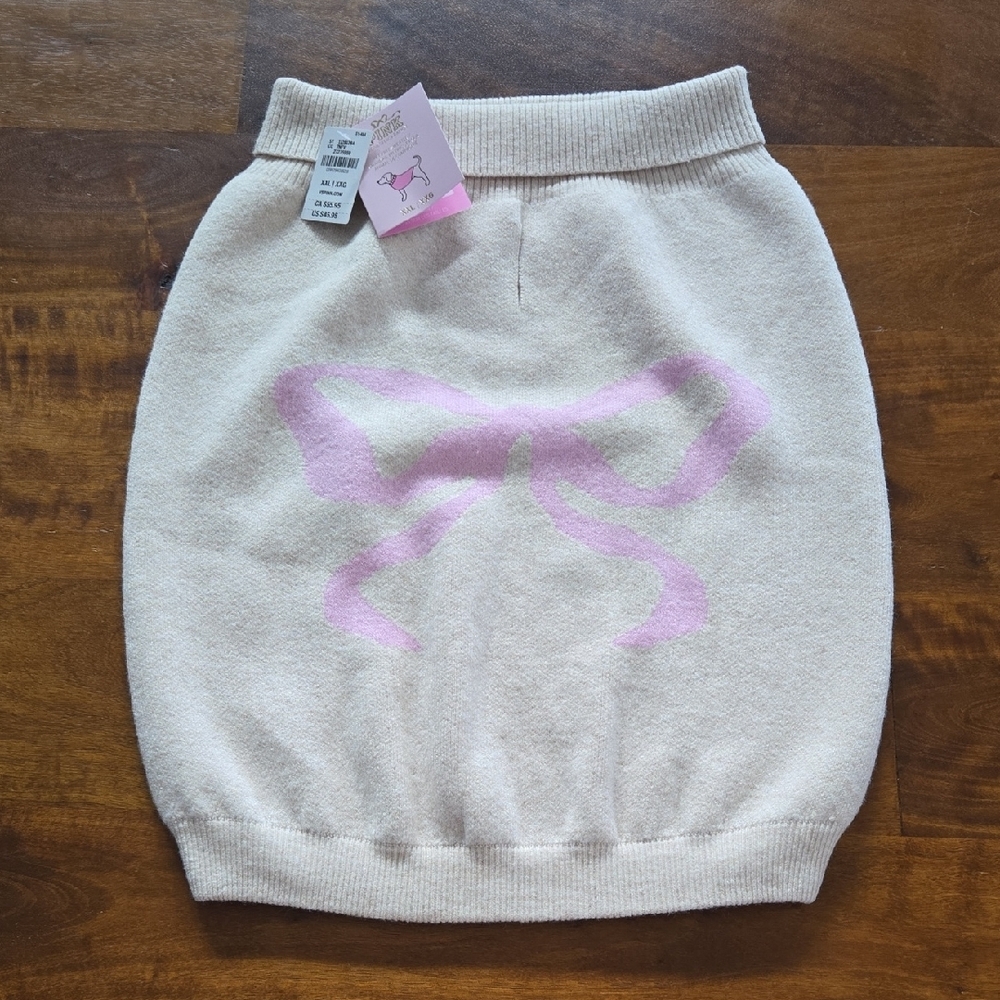 NWT VS PINK x Loveshackfancy Pink Bow Dog Sweater Size XXL